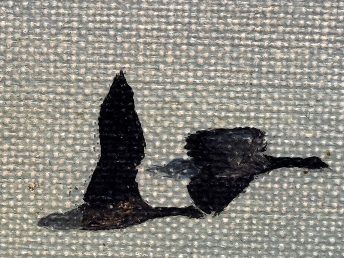 Painting Skein Brent Geese Flying Over Marsh The Fens South Holland Lincolnshire - 15