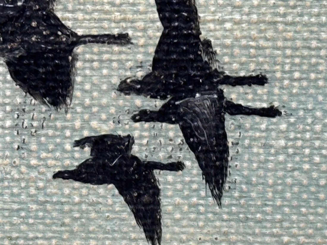 Painting Skein Brent Geese Flying Over Marsh The Fens South Holland Lincolnshire - 16