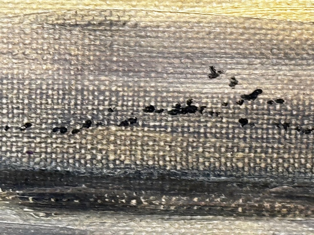 Painting Skein Brent Geese Flying Over Marsh The Fens South Holland Lincolnshire - 17