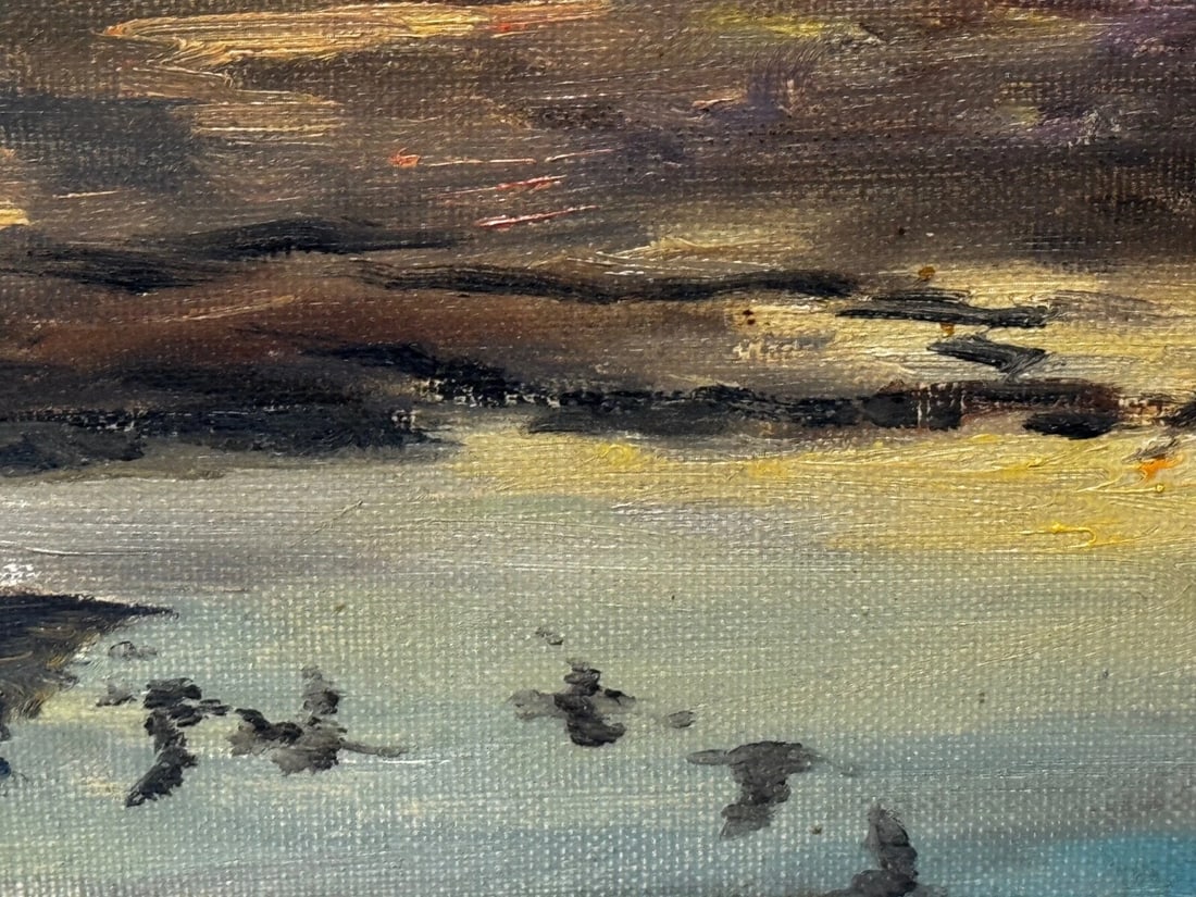 Painting Skein Brent Geese Flying Over Marsh The Fens South Holland Lincolnshire - 19