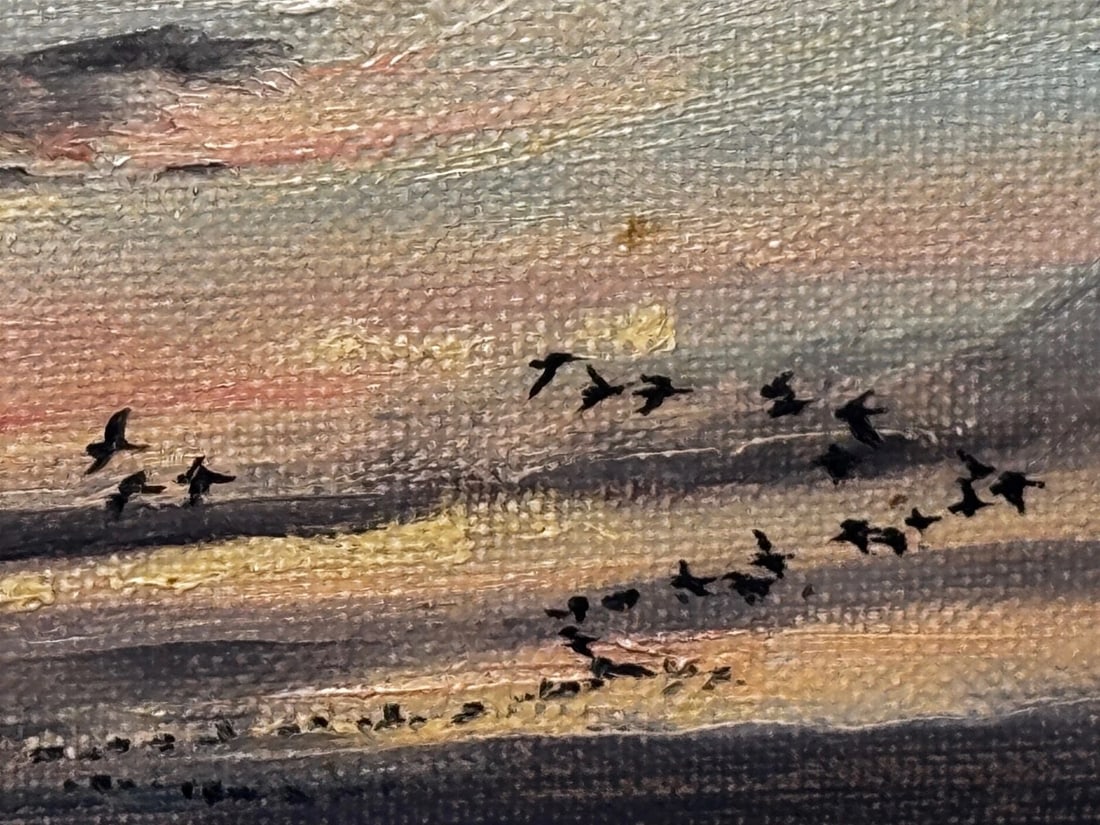 Painting Skein Brent Geese Flying Over Marsh The Fens South Holland Lincolnshire - 8