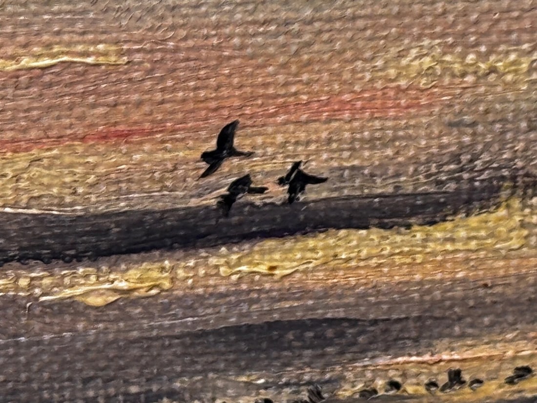 Painting Skein Brent Geese Flying Over Marsh The Fens South Holland Lincolnshire - 9