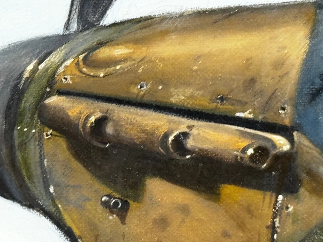 Large Oil Painting Battle Of Britain RAF Pilots Ready For Takeoff Biggin Hill - 20
