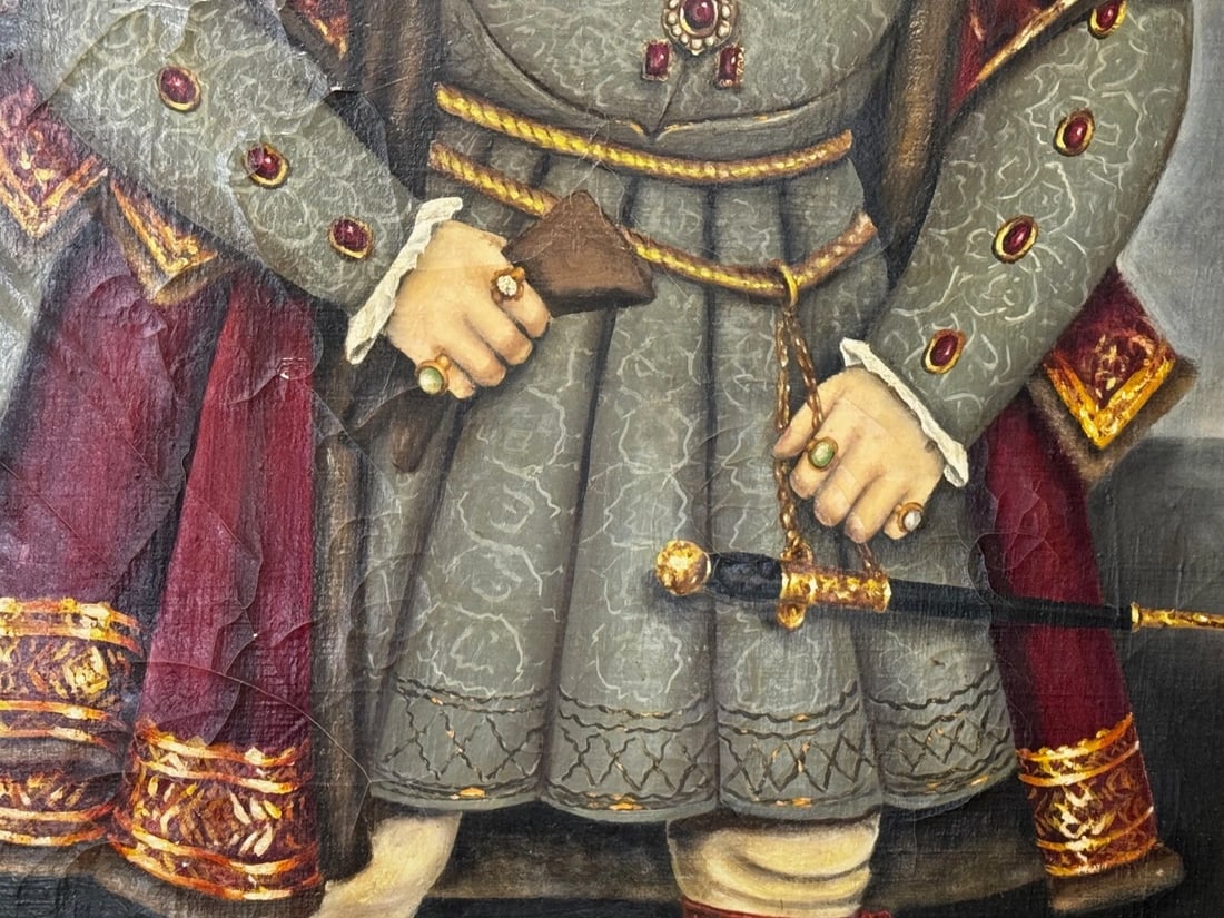 Huge Oil Painting Portrait Tudor Monarch King Henry VIII After Hans Holbein - 9