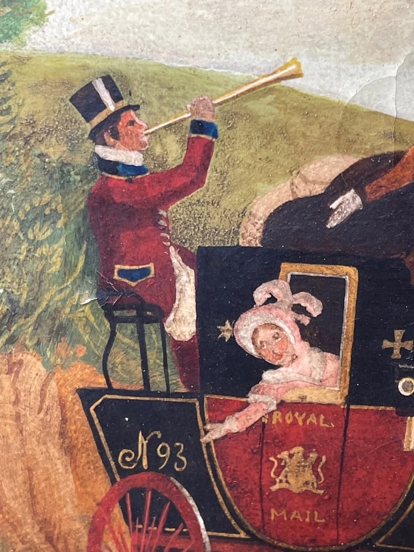 19th Century Oil Painting Royal Mail Carriage With Horses After James Pollard - 7