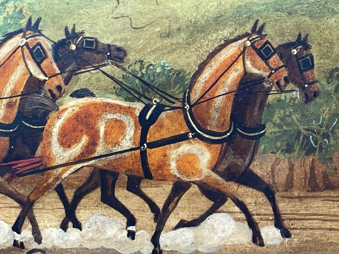 19th Century Oil Painting Royal Mail Carriage With Horses After James Pollard - 8
