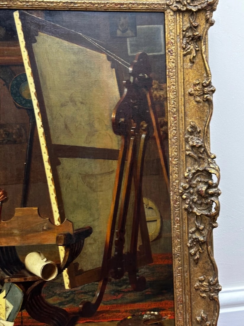 19th Century Italian Genre Mutual Admiration Oil Painting By Pompeo Massani - 6