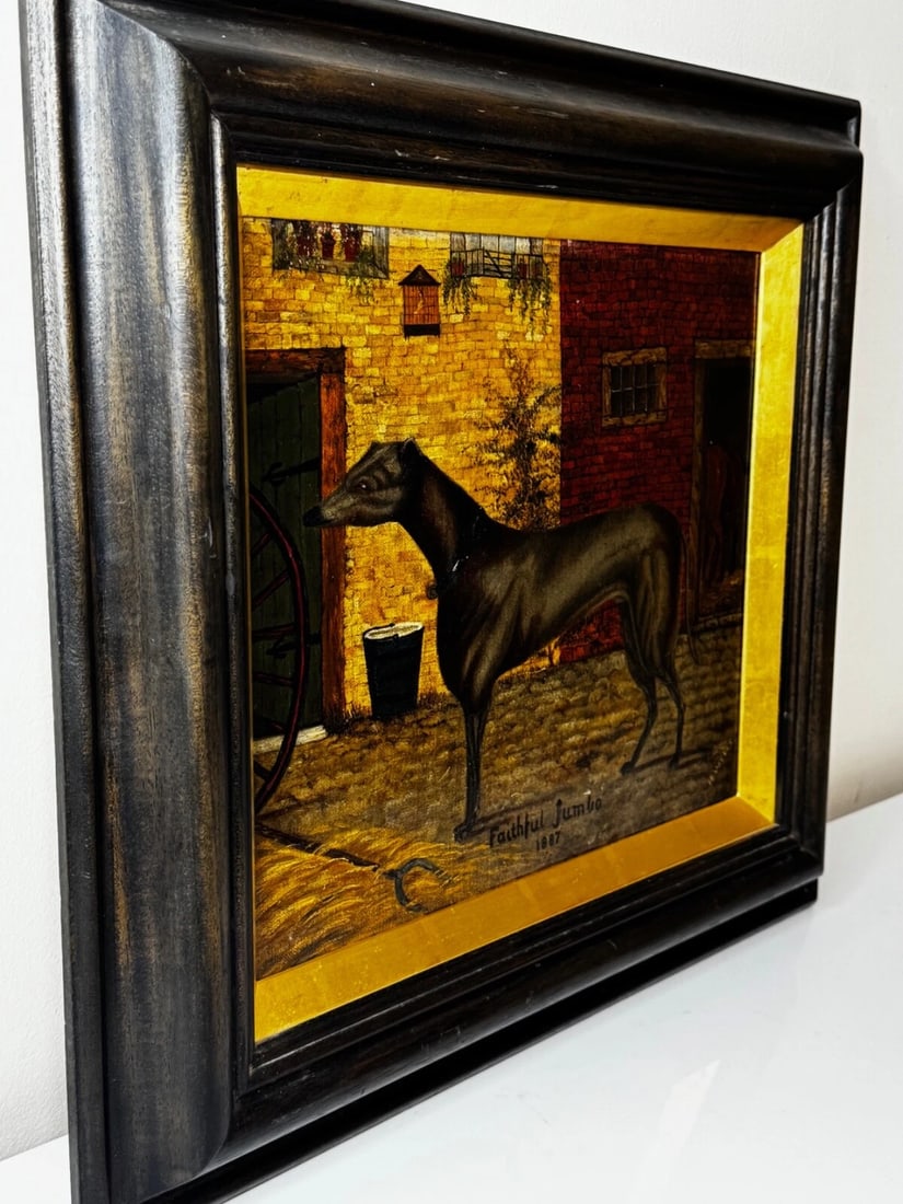 19th Century Oil Painting Prized Greyhound Racing Champion After Edwin Landseer - 4