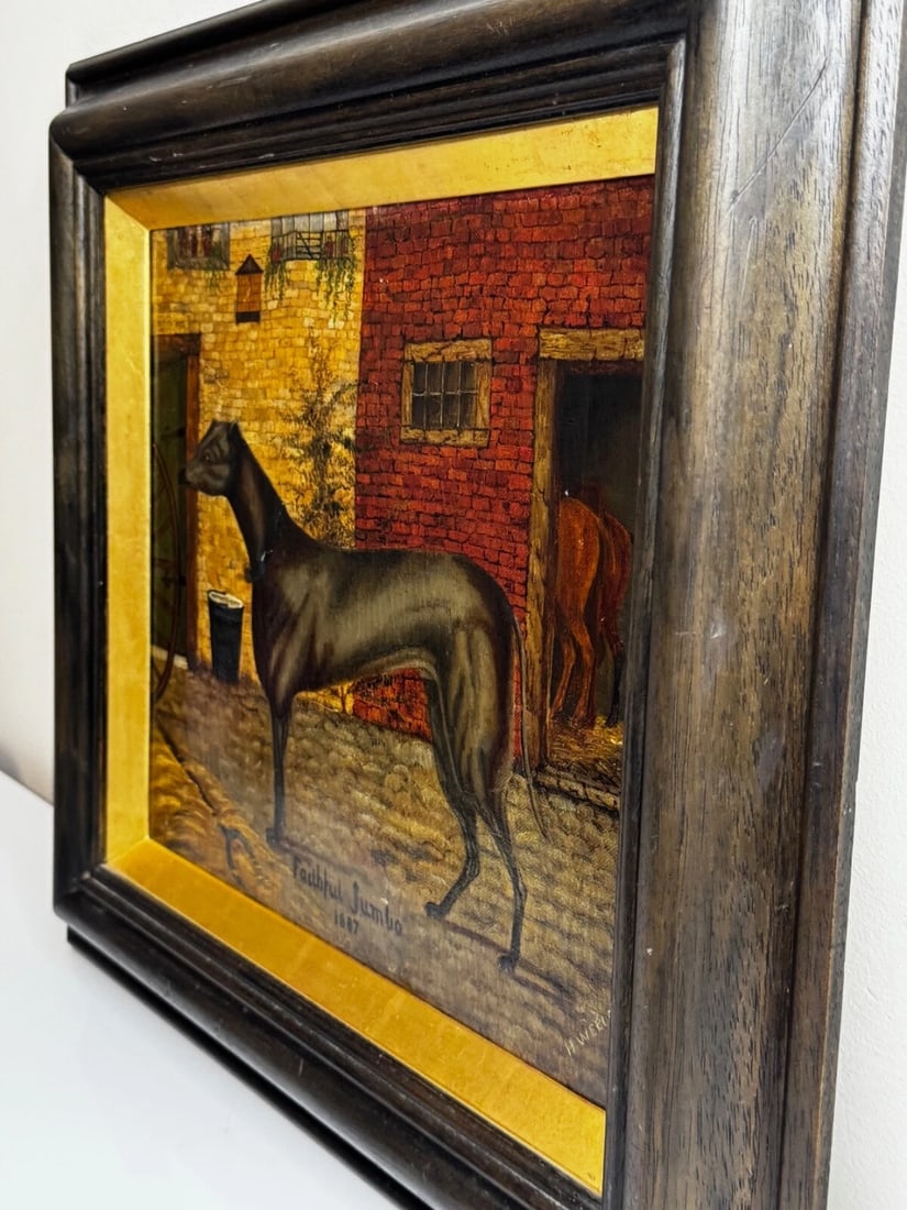 19th Century Oil Painting Prized Greyhound Racing Champion After Edwin Landseer - 5
