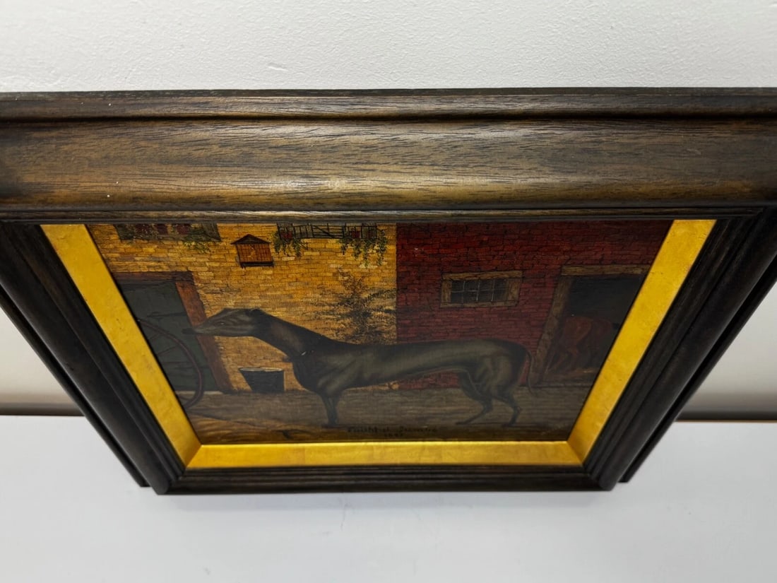 19th Century Oil Painting Prized Greyhound Racing Champion After Edwin Landseer - 6