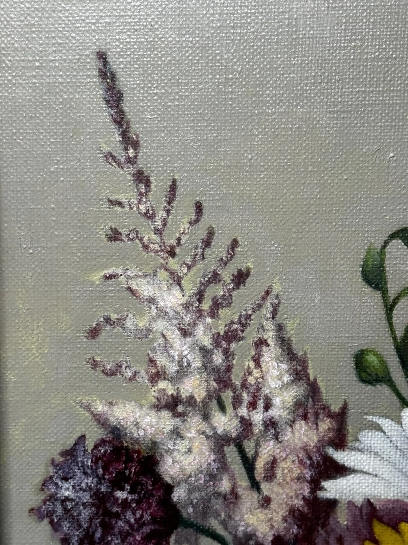 Scottish Oil Painting Wild Flowers Heather Thistles Daisies By Dan Ferguson ROI - 13