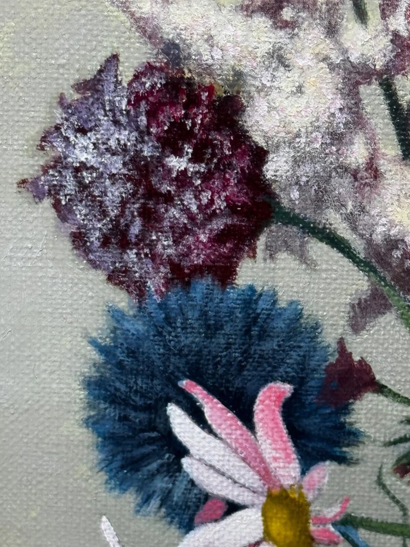 Scottish Oil Painting Wild Flowers Heather Thistles Daisies By Dan Ferguson ROI - 14