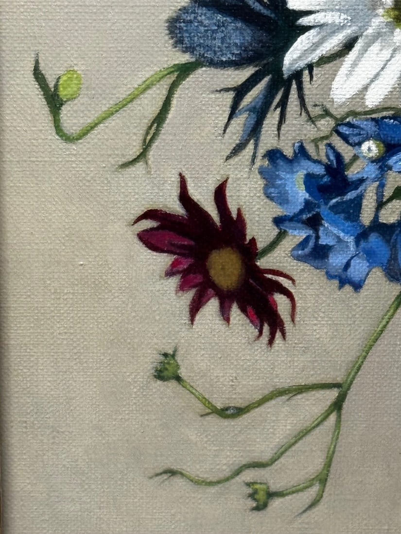 Scottish Oil Painting Wild Flowers Heather Thistles Daisies By Dan Ferguson ROI - 16