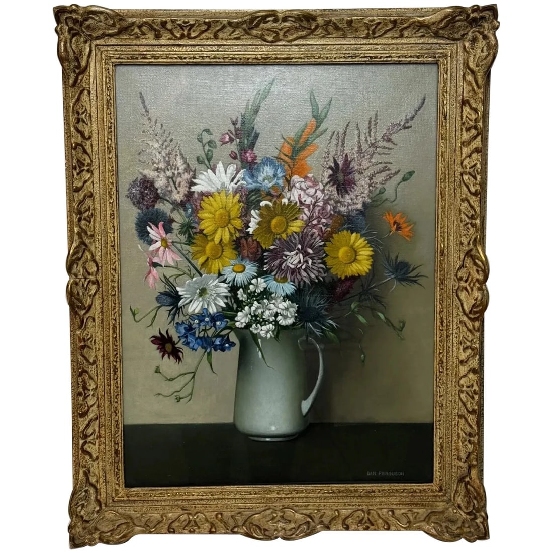 Scottish Oil Painting Wild Flowers Heather Thistles Daisies By Dan Ferguson ROI (1 of 20)