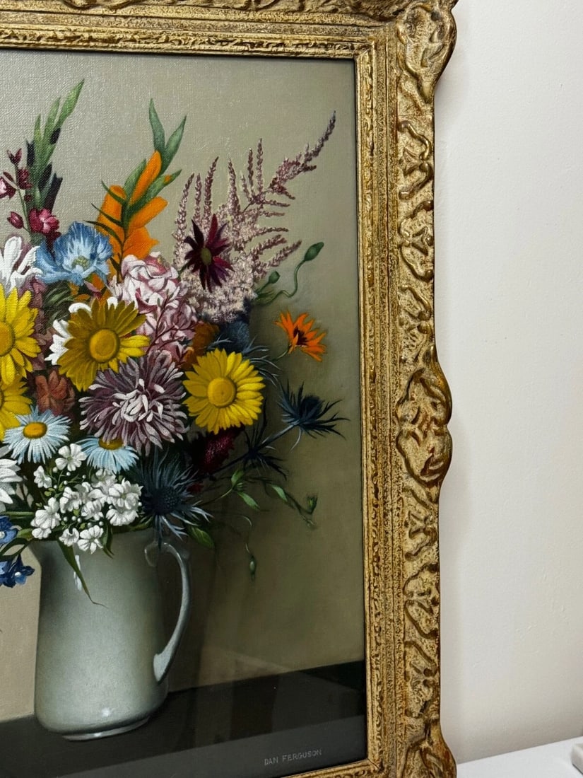 Scottish Oil Painting Wild Flowers Heather Thistles Daisies By Dan Ferguson ROI - 3