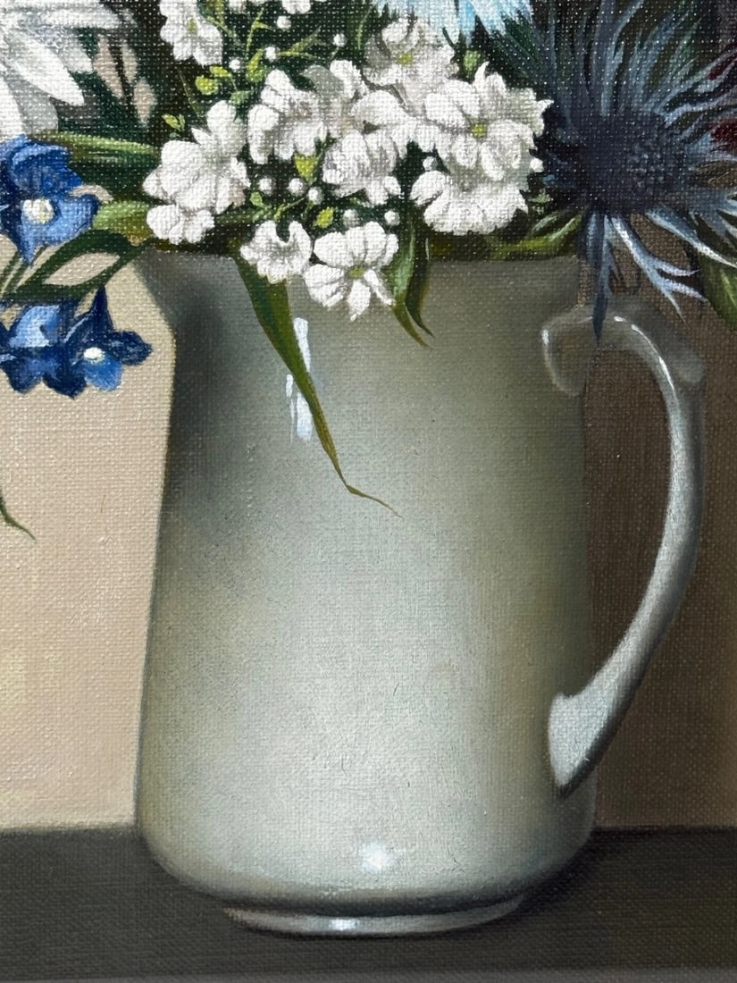 Scottish Oil Painting Wild Flowers Heather Thistles Daisies By Dan Ferguson ROI - 9