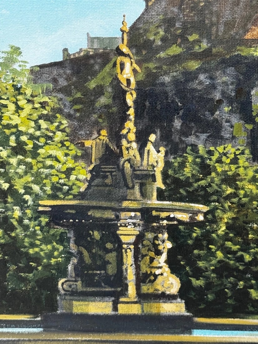 Painting Crown of the Capital at Dawn Edinburgh Castle with the Ross Fountain - 12