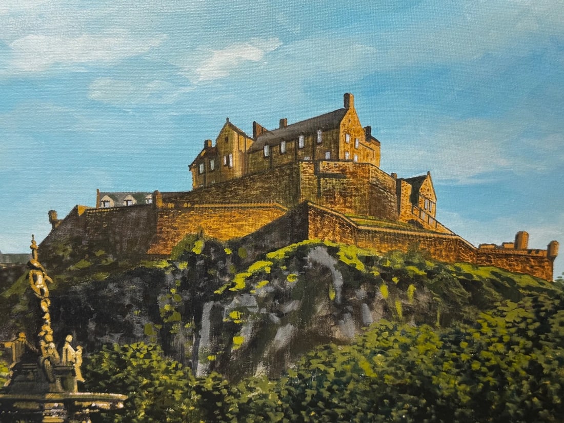 Painting Crown of the Capital at Dawn Edinburgh Castle with the Ross Fountain - 17