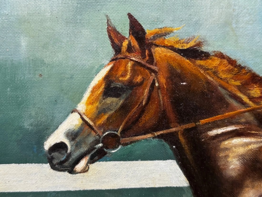 Oil Painting The Minstrel Chestnut Colt Epsom Derby 1977 Jockey Lester Piggott - 12