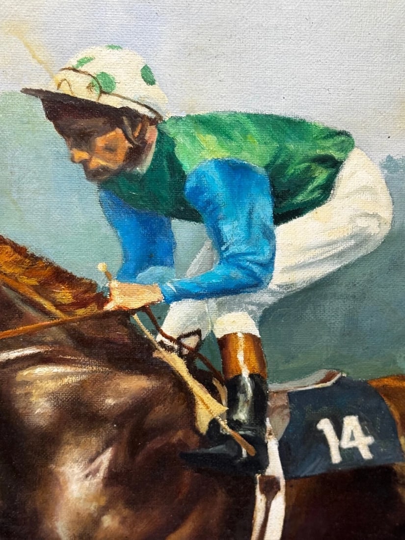 Oil Painting The Minstrel Chestnut Colt Epsom Derby 1977 Jockey Lester Piggott - 18