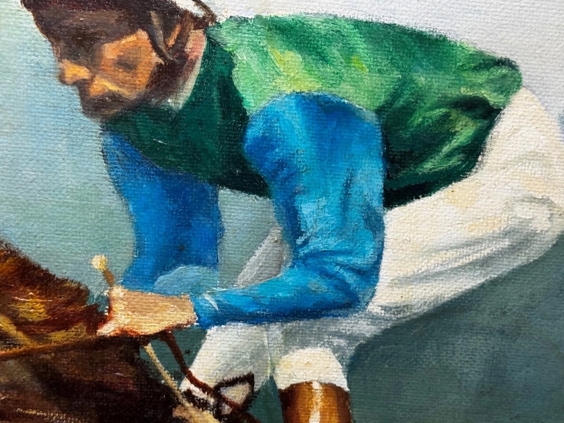 Oil Painting The Minstrel Chestnut Colt Epsom Derby 1977 Jockey Lester Piggott - 19