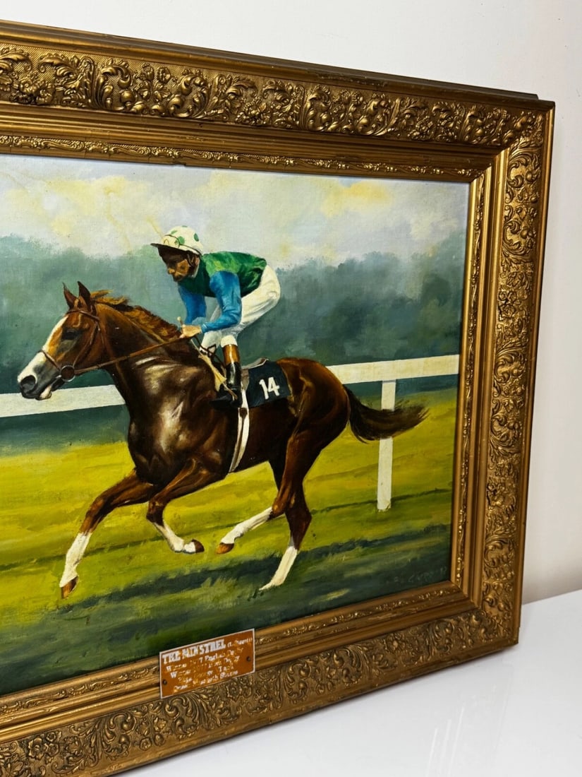 Oil Painting The Minstrel Chestnut Colt Epsom Derby 1977 Jockey Lester Piggott - 2