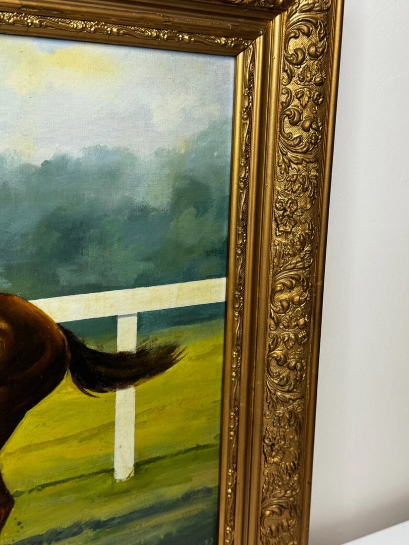 Oil Painting The Minstrel Chestnut Colt Epsom Derby 1977 Jockey Lester Piggott - 3