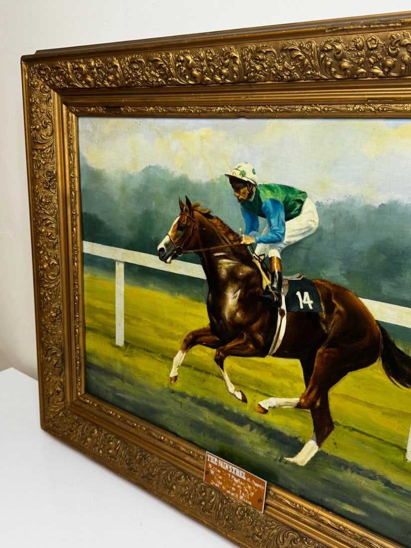 Oil Painting The Minstrel Chestnut Colt Epsom Derby 1977 Jockey Lester Piggott - 4
