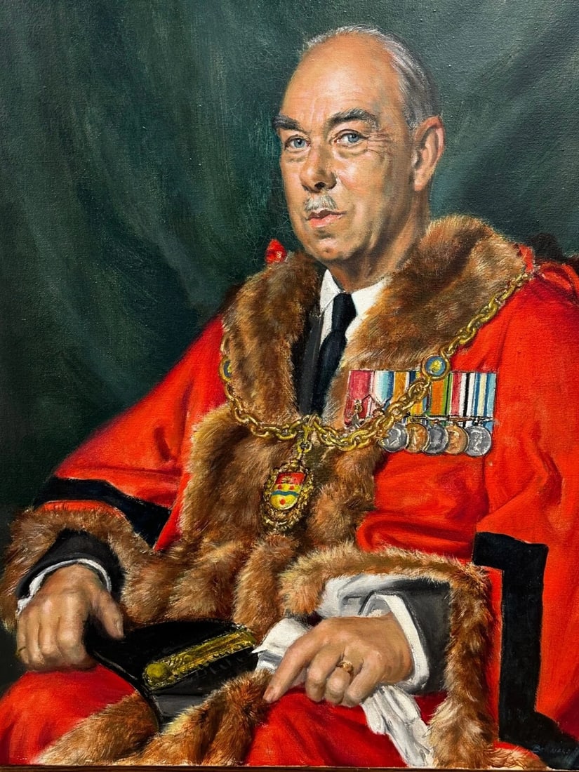 Oil Painting Mayor Of Maidstone Frederick Leslie Wallis by Bernard Hailstone - 2