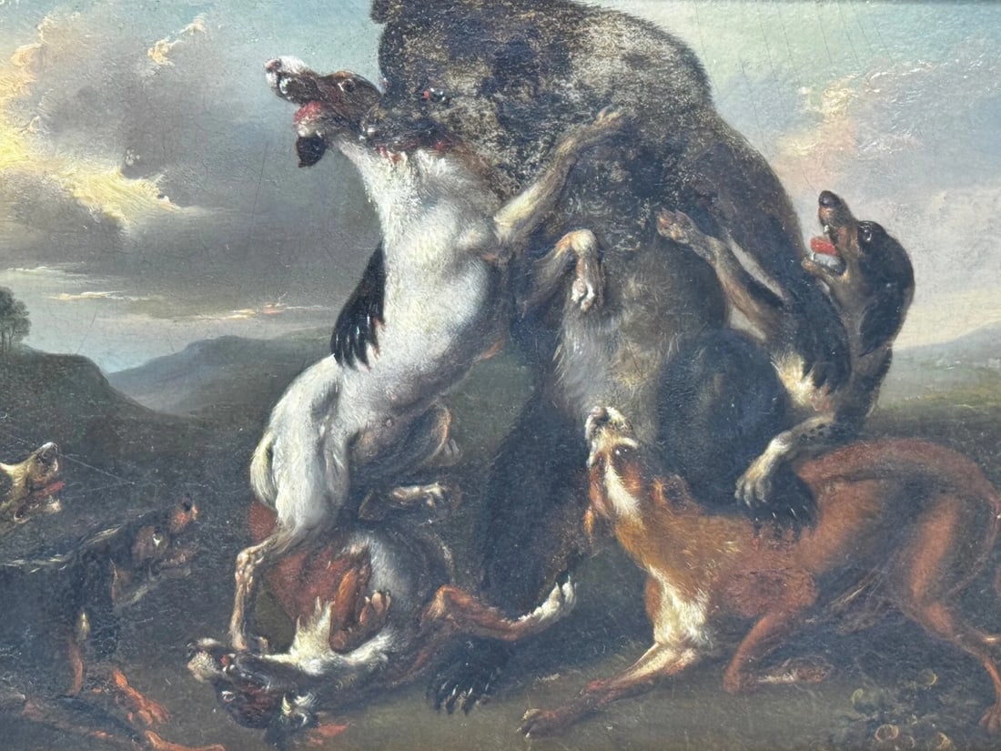 19th Century Manner of Richard Ansdell "At Bay: A Bear and Hounds Mortal Combat" - 2