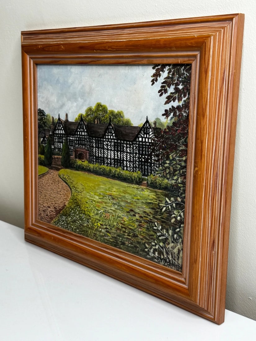 British Oil Painting Historic Speke Hall Tudor Manor House After Thomas Allom - 15