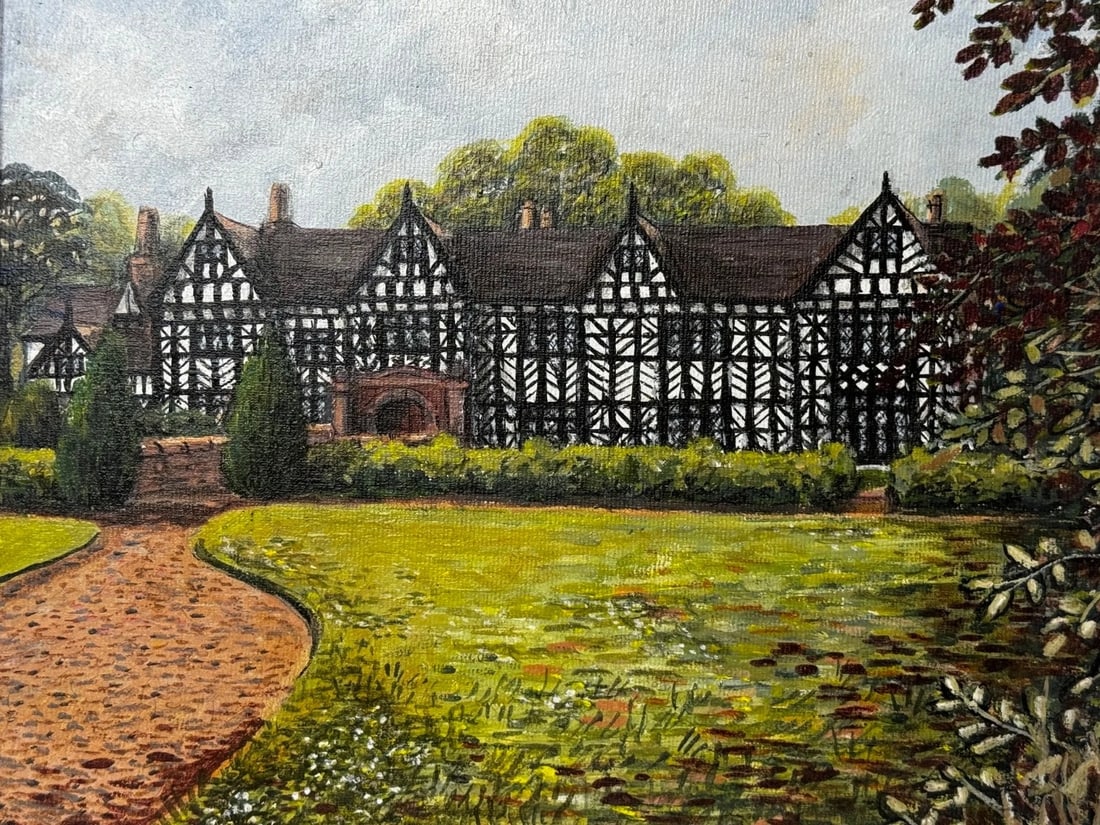 British Oil Painting Historic Speke Hall Tudor Manor House After Thomas Allom - 2