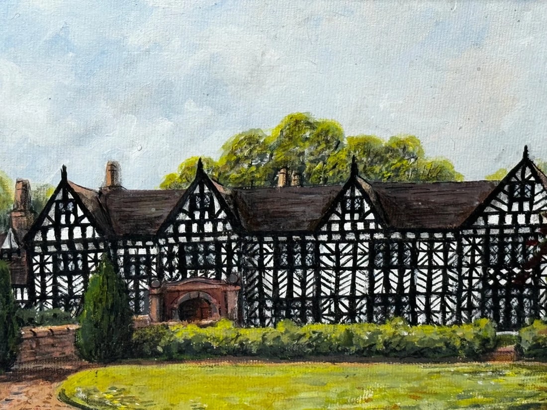 British Oil Painting Historic Speke Hall Tudor Manor House After Thomas Allom - 3