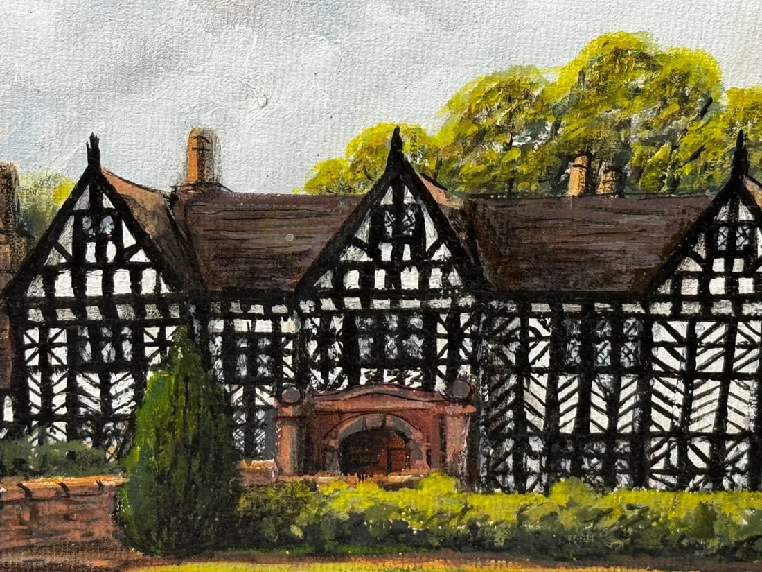 British Oil Painting Historic Speke Hall Tudor Manor House After Thomas Allom - 4