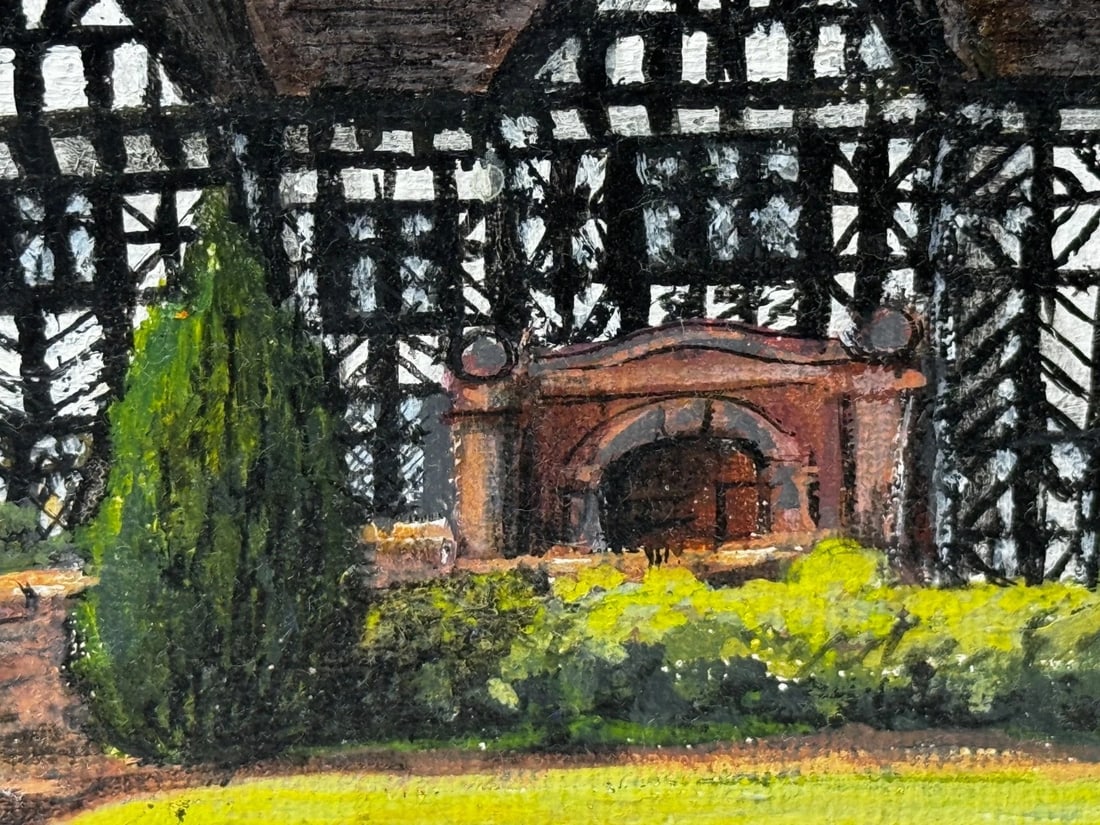 British Oil Painting Historic Speke Hall Tudor Manor House After Thomas Allom - 5