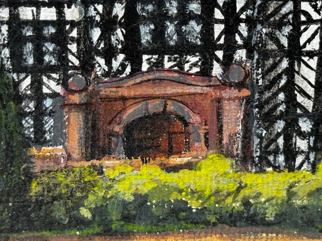 British Oil Painting Historic Speke Hall Tudor Manor House After Thomas Allom - 6
