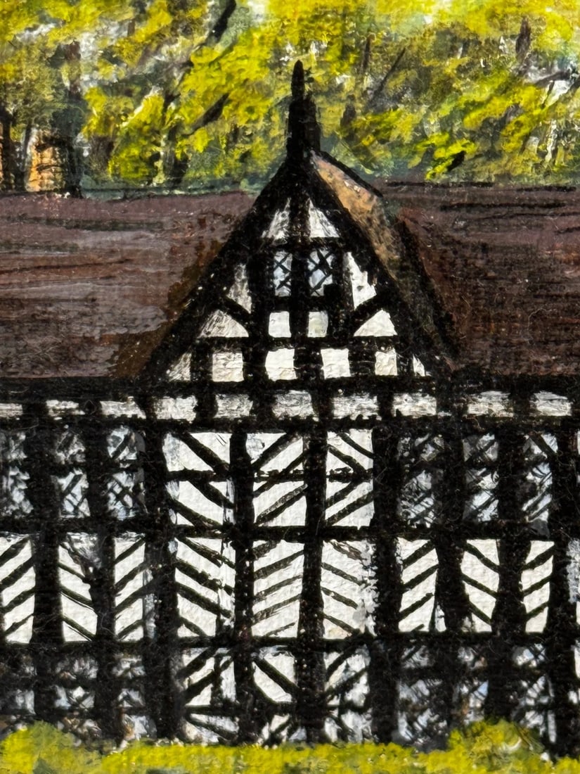 British Oil Painting Historic Speke Hall Tudor Manor House After Thomas Allom - 7