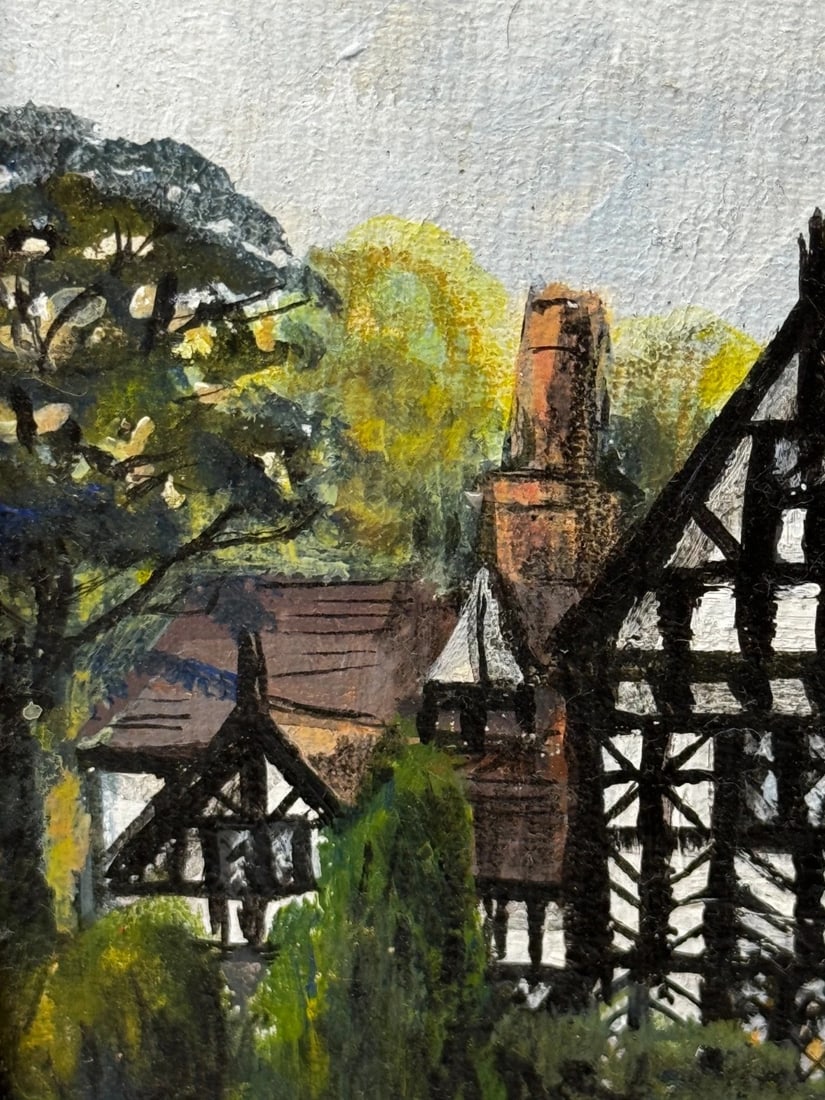 British Oil Painting Historic Speke Hall Tudor Manor House After Thomas Allom - 8