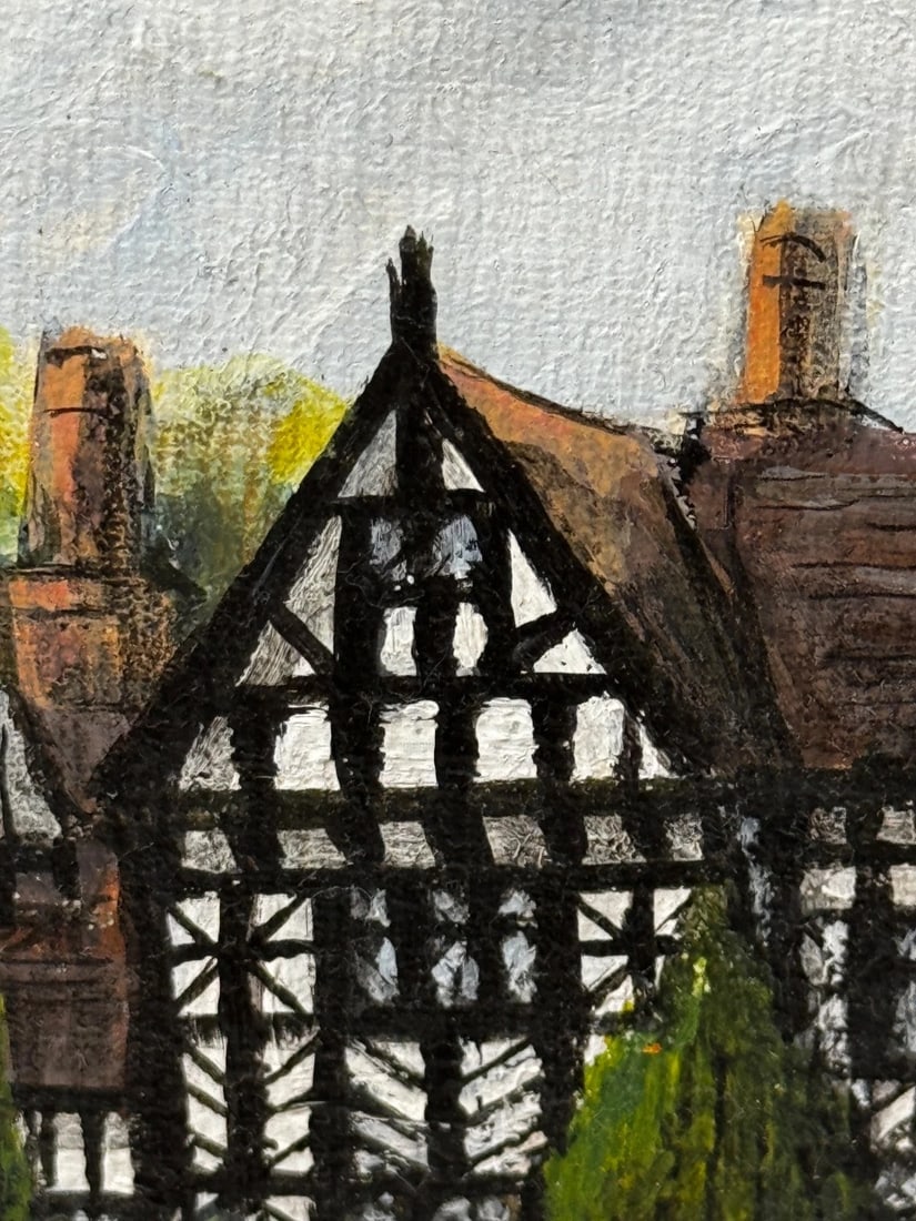 British Oil Painting Historic Speke Hall Tudor Manor House After Thomas Allom - 9