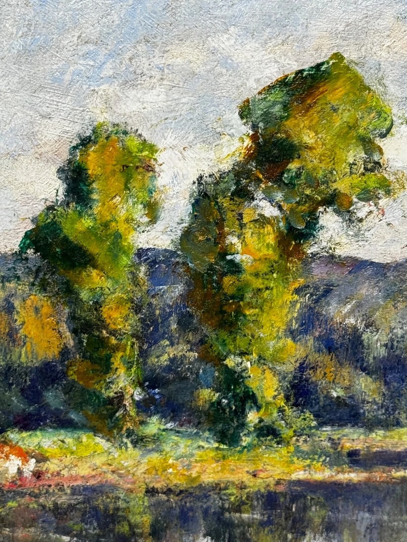 Oil Painting Fisherman On River Orne Normandy France By André Prévot-Valéri - 11