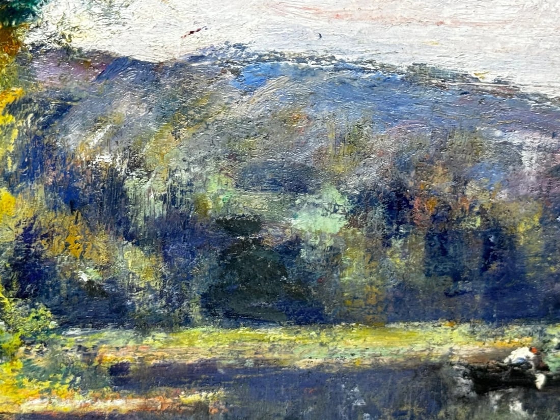 Oil Painting Fisherman On River Orne Normandy France By André Prévot-Valéri - 14