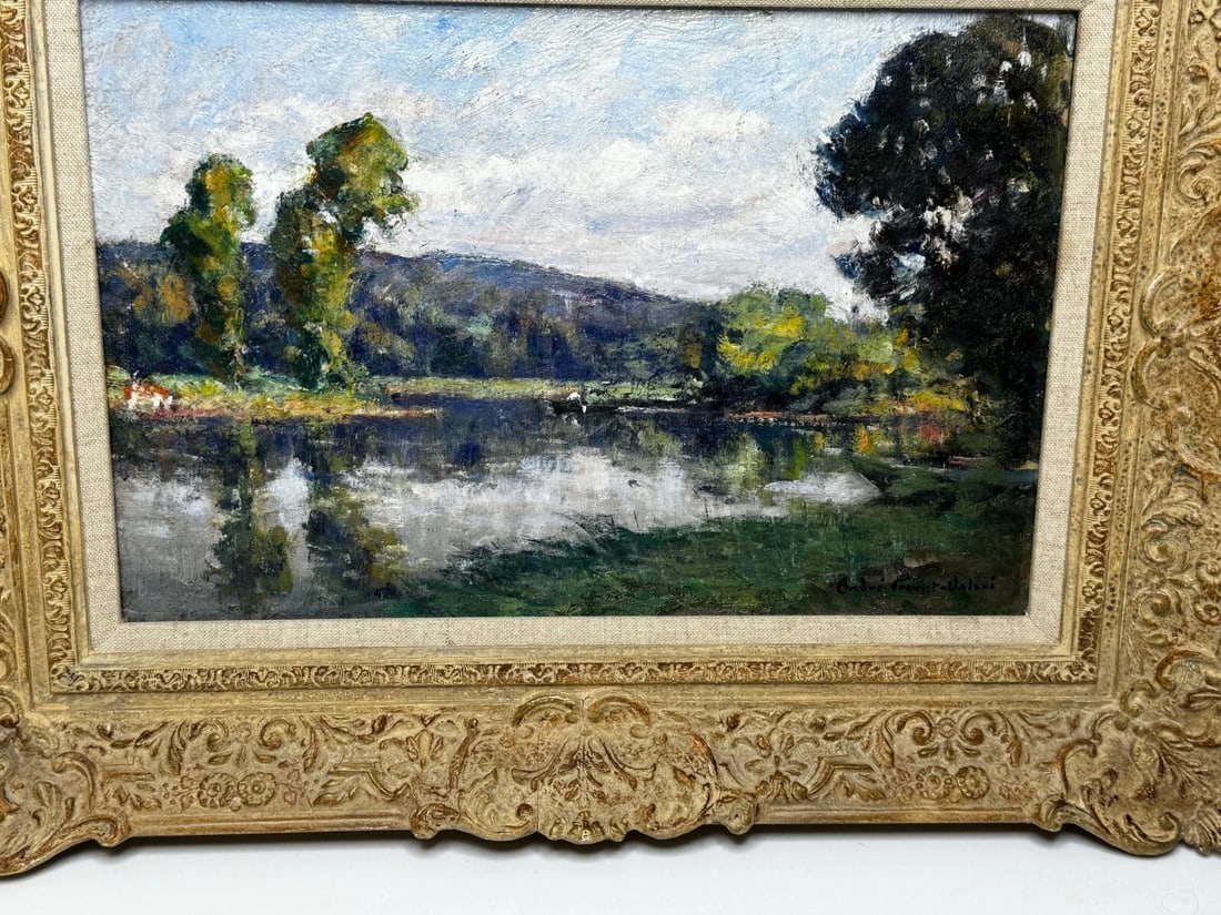 Oil Painting Fisherman On River Orne Normandy France By André Prévot-Valéri - 5