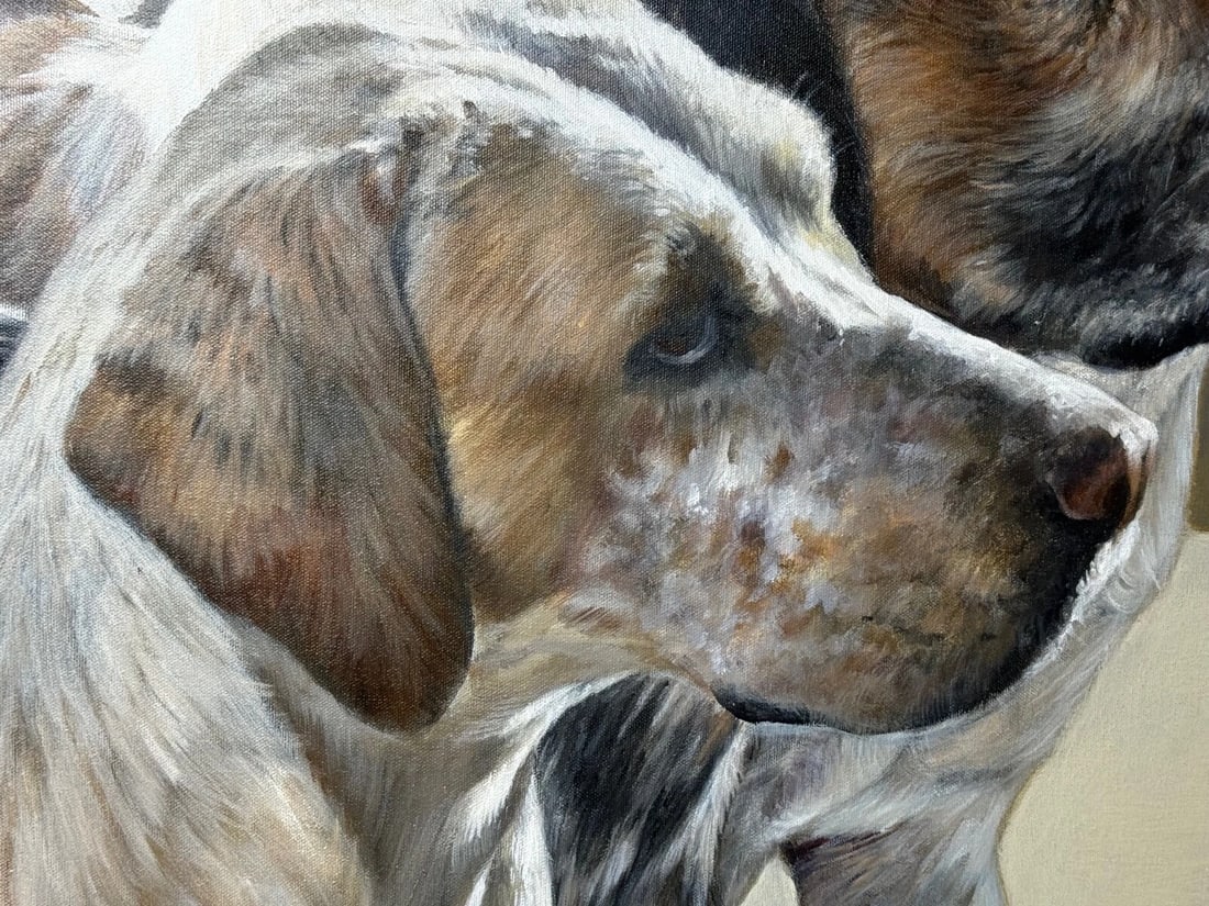 Large Hunting Portrait Oil Painting Dog Pack Of Scent Foxhounds At Berkeley Hunt - 13