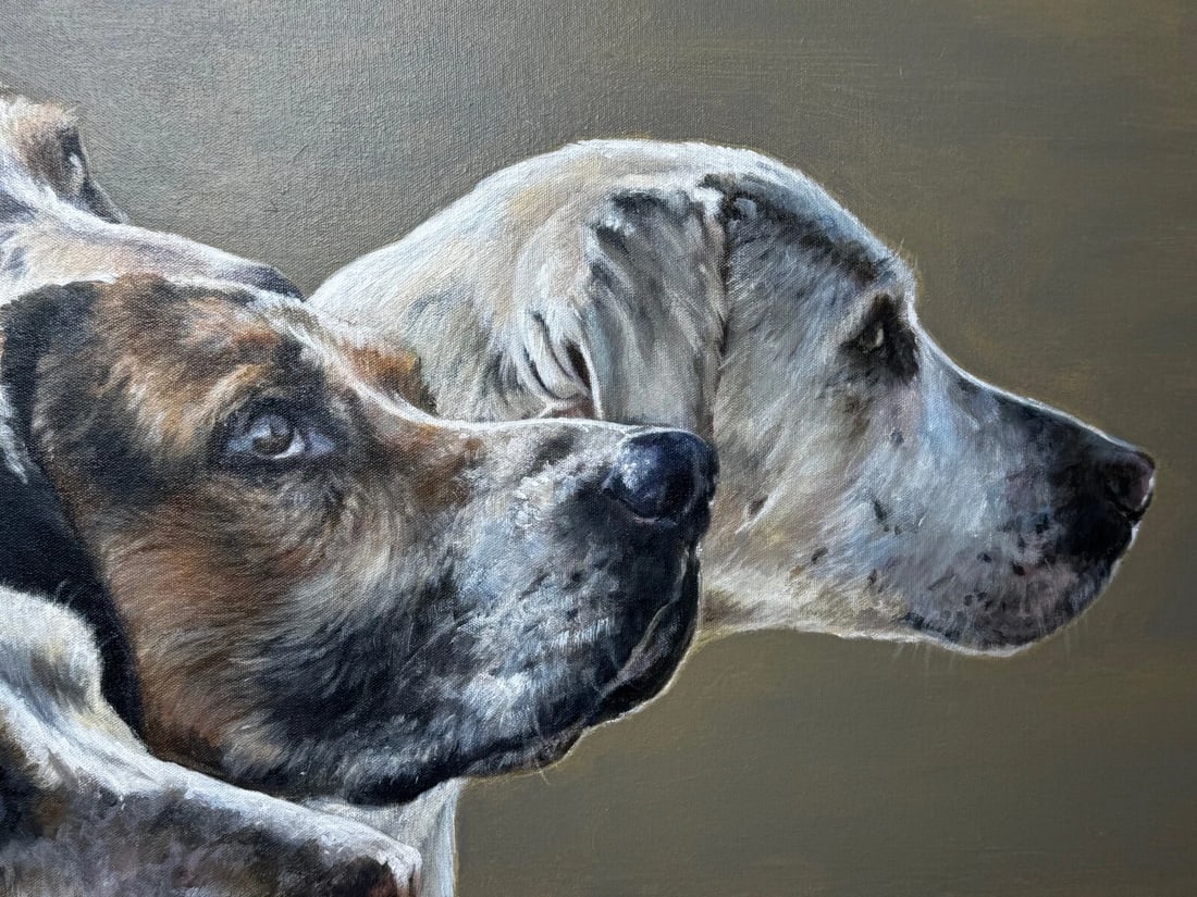 Large Hunting Portrait Oil Painting Dog Pack Of Scent Foxhounds At Berkeley Hunt - 7