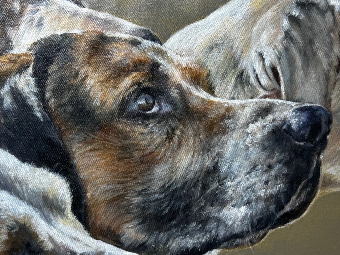 Large Hunting Portrait Oil Painting Dog Pack Of Scent Foxhounds At Berkeley Hunt - 9