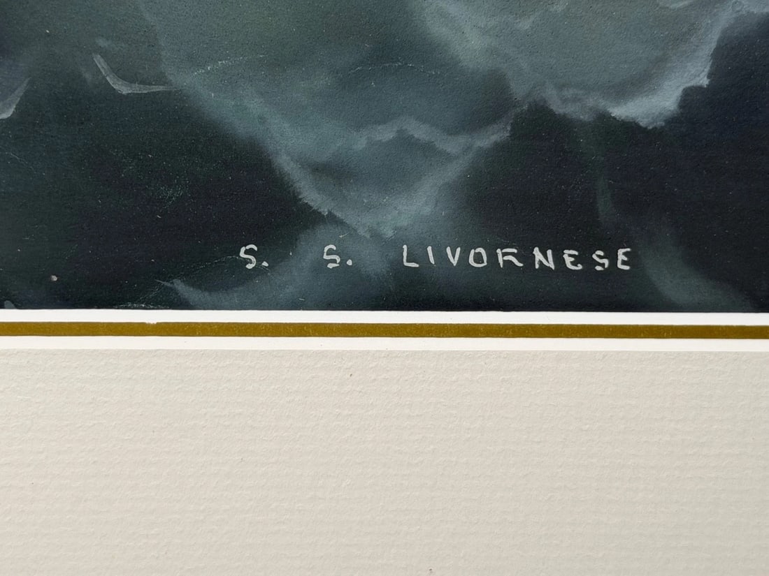 ⚓ S.S. Livornese in Heavy Seas Steam Ship Portrait Attributed to Luca Papaluca - 10