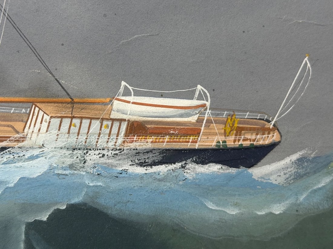 ⚓ S.S. Livornese in Heavy Seas Steam Ship Portrait Attributed to Luca Papaluca - 11