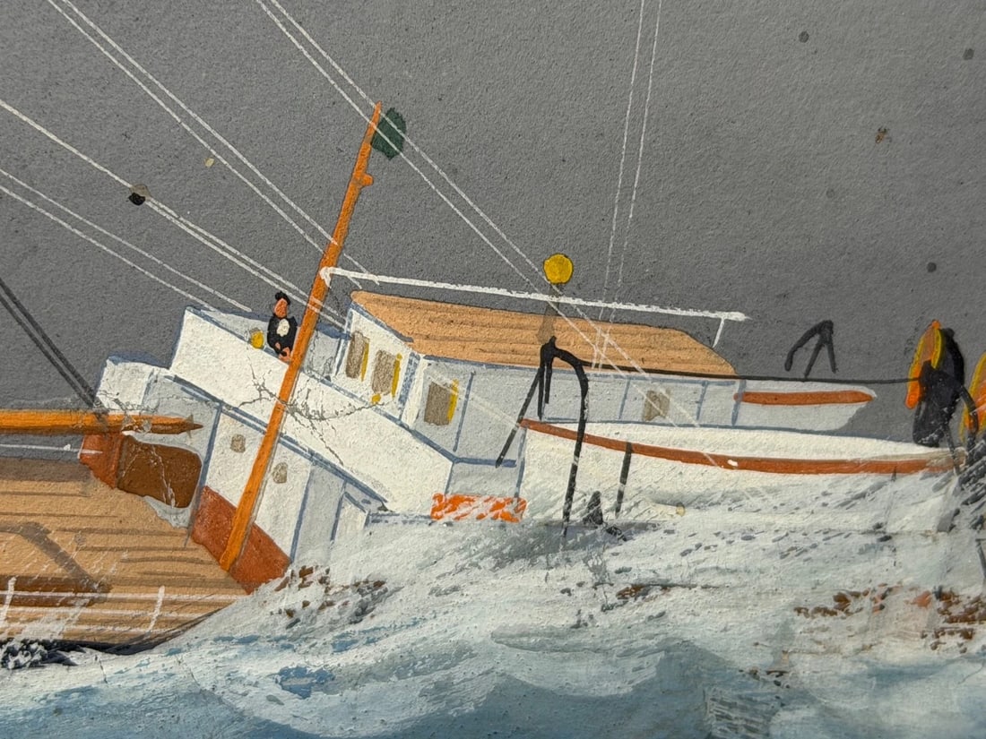 ⚓ S.S. Livornese in Heavy Seas Steam Ship Portrait Attributed to Luca Papaluca - 18