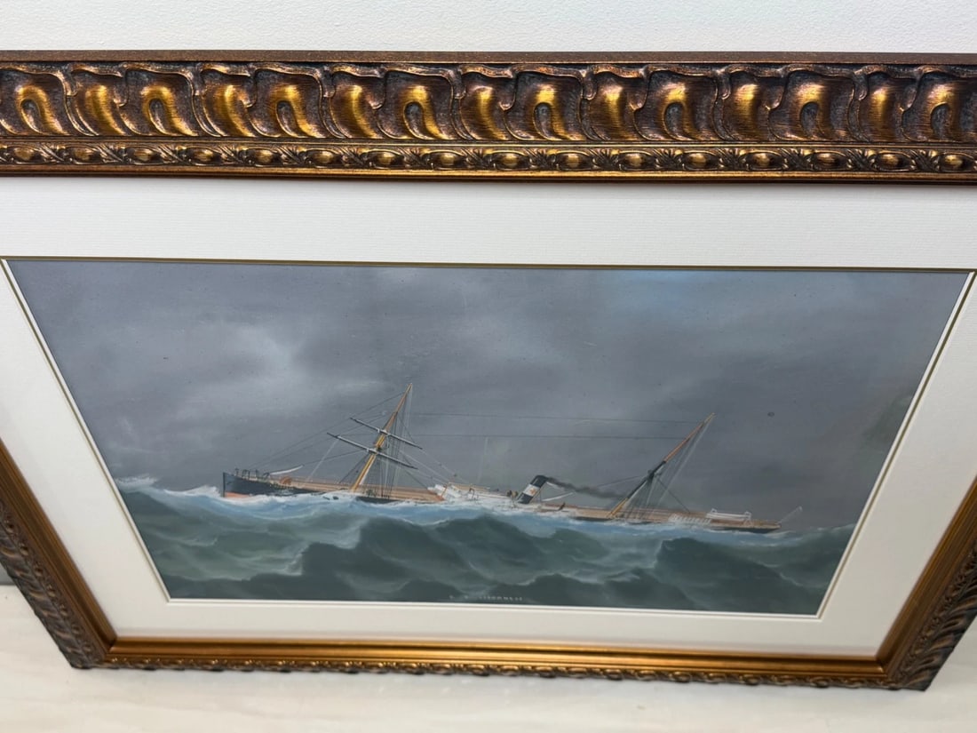 ⚓ S.S. Livornese in Heavy Seas Steam Ship Portrait Attributed to Luca Papaluca - 3