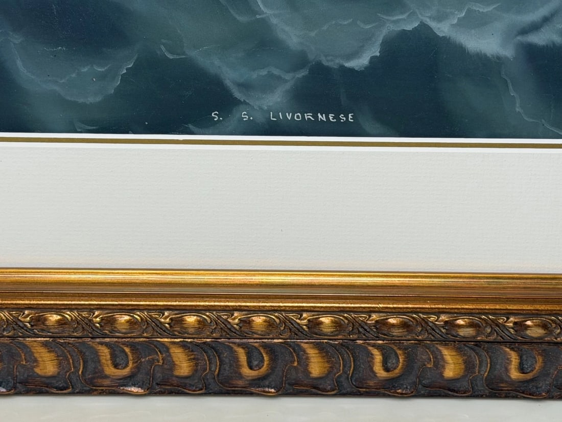 ⚓ S.S. Livornese in Heavy Seas Steam Ship Portrait Attributed to Luca Papaluca - 7